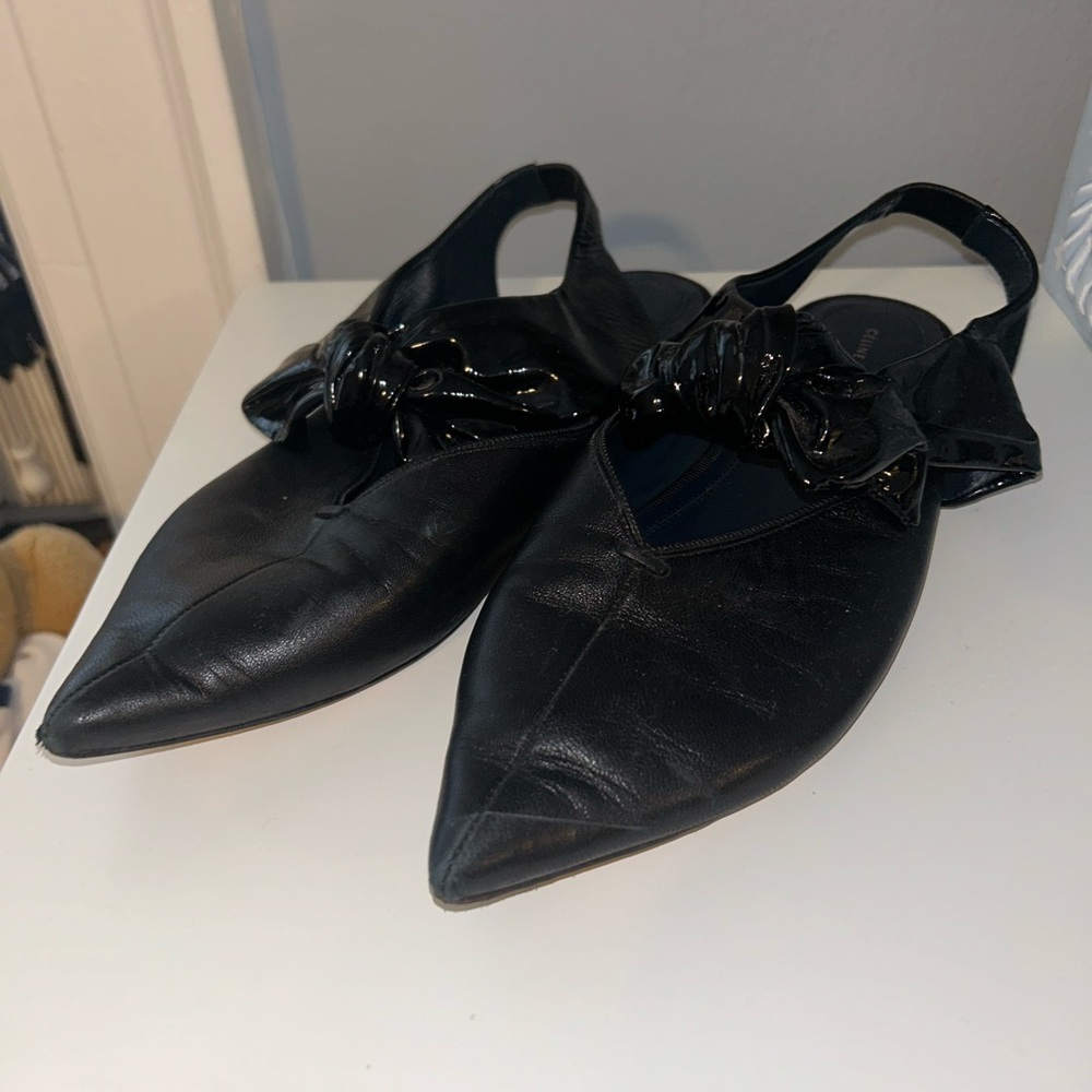 Celine, Paris, point toe ballet style flats w/ ankle bows - Picture 2 of 2